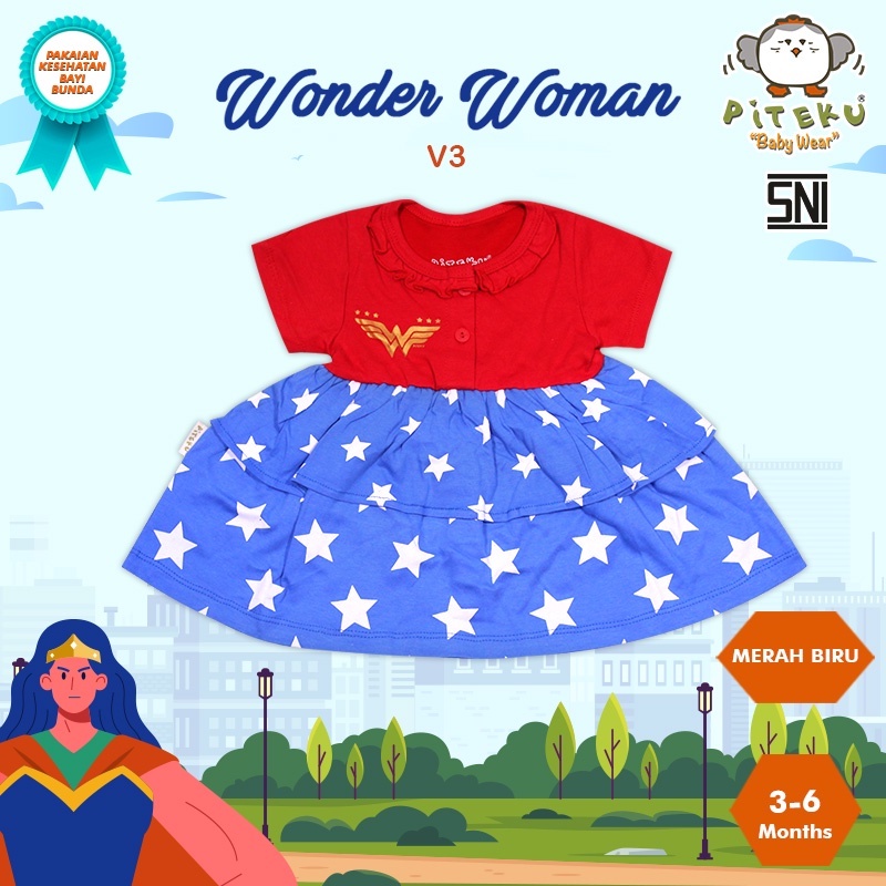 PITEKU - WONDER WOMAN BABY WEAR BAJU BAYI DRESS BABY PEREMPUAN ROK V3