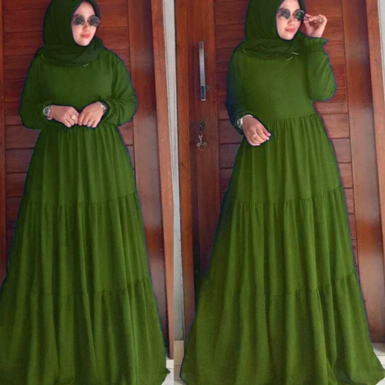 zahra maxi ceruty bebydoll susun /gamis syarii ceruty kancing /gamis ceruty umpak