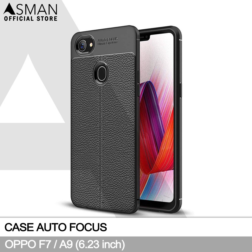 Auto Focus OPPO F7 (6.23&quot;) | Soft Case Leather Premium - Hitam