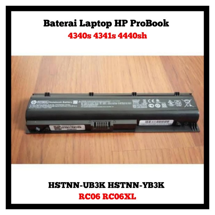 Baterai ORIGINAL HP ProBook 4340s 4341s 4440s RC06XL (6 CELL) - Black