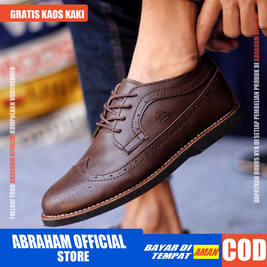 SAGA Sepatu Formal Pria Sepatu Casual  Kulit Pu Sepatu Pria Casual Pantofel Sepatu Kasual Cowok / Cowo Oxford Kerja Kantor Kuliah Kondangan Gaya Keren Kekinian Original Murah Terlaris