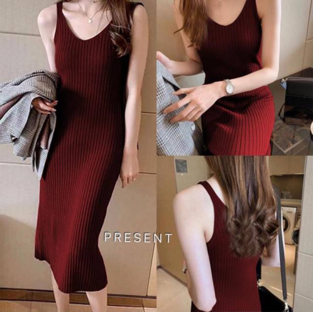 Dress Seline Rajut BG9 / DRESS / TERUSAN / LONG DRESS RAJUT WANITA KOREA / MURAH / BEST SELLER