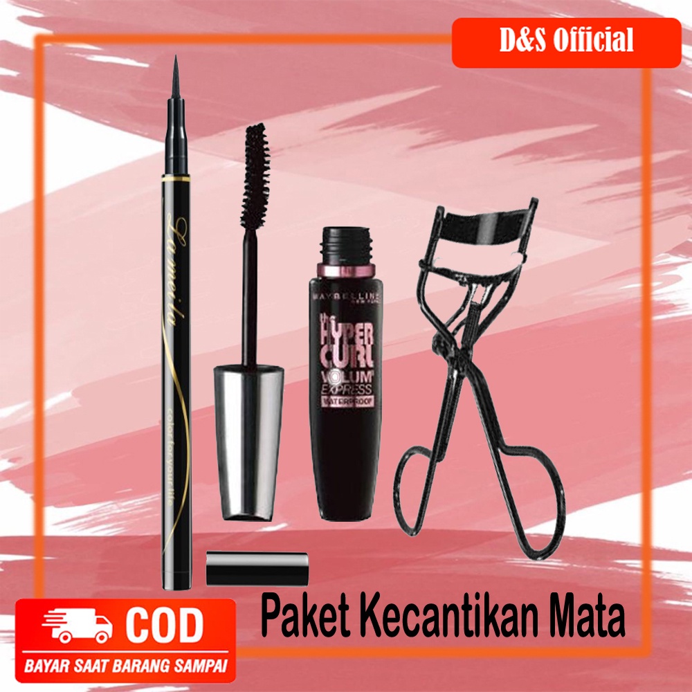 Jual Paket Make Up Kecantikan Mata Maybeline 3 In 1 Maskara Eyeliner