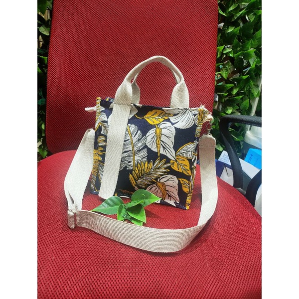 totebag kanvas selempang bahan kanvas tas wanita pakai resleting