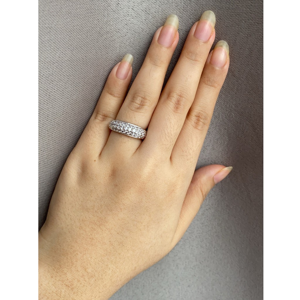 Cincin Cewek Wanita Lapis Emas Permata Elegant Mewah Import ZY08 Berlian Silver