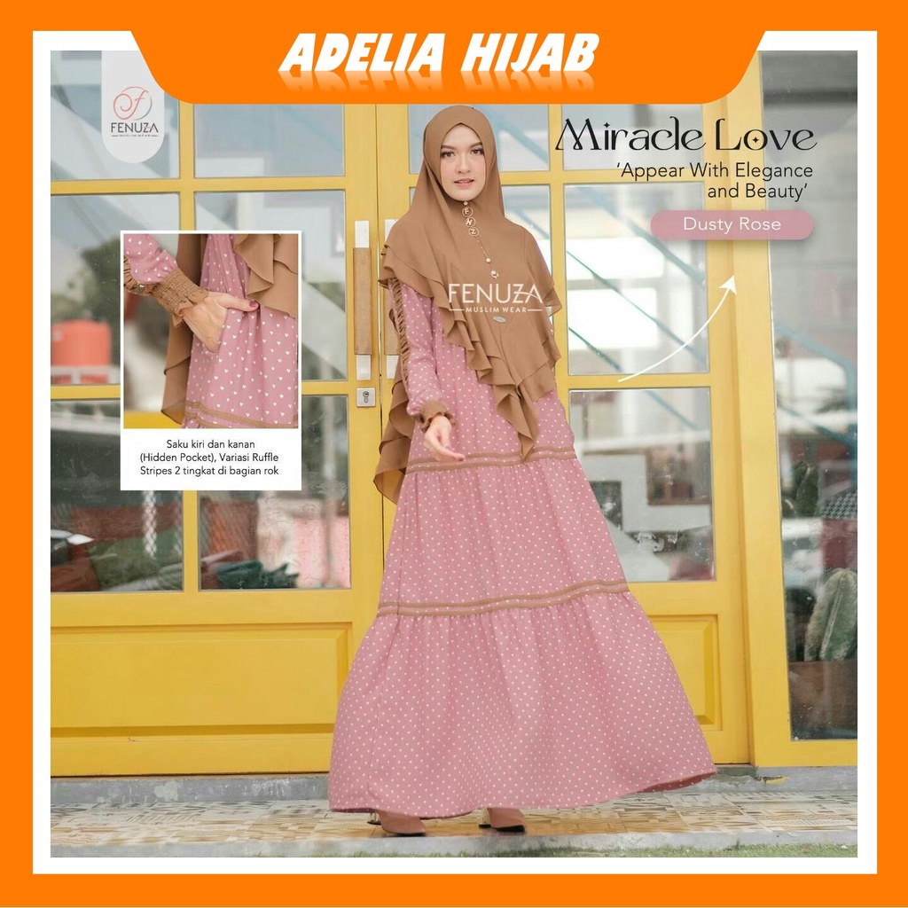 COD Baju Gamis Perempuan atau Baju Pakaian Gamis Wanita Remaja Dewasa Miracle Love By Fenuza Muslim 