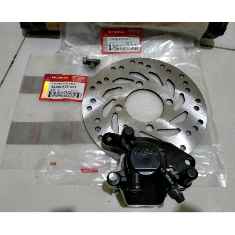 Caliper disk kepala babi ASSY + kampas dan piringan cakram NISSIN HONDA BEAT