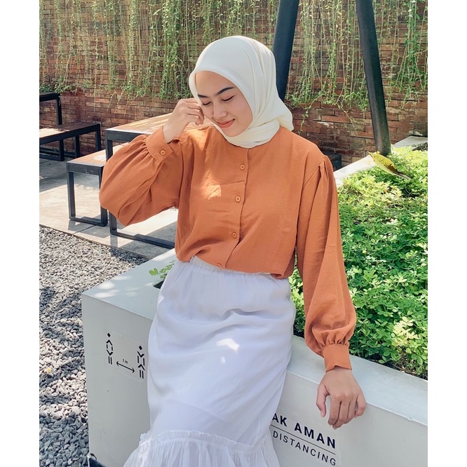 Aisa Blouse Crinkle Premium Kemeja Formal Kerja Blouse Crinkle Shanghai