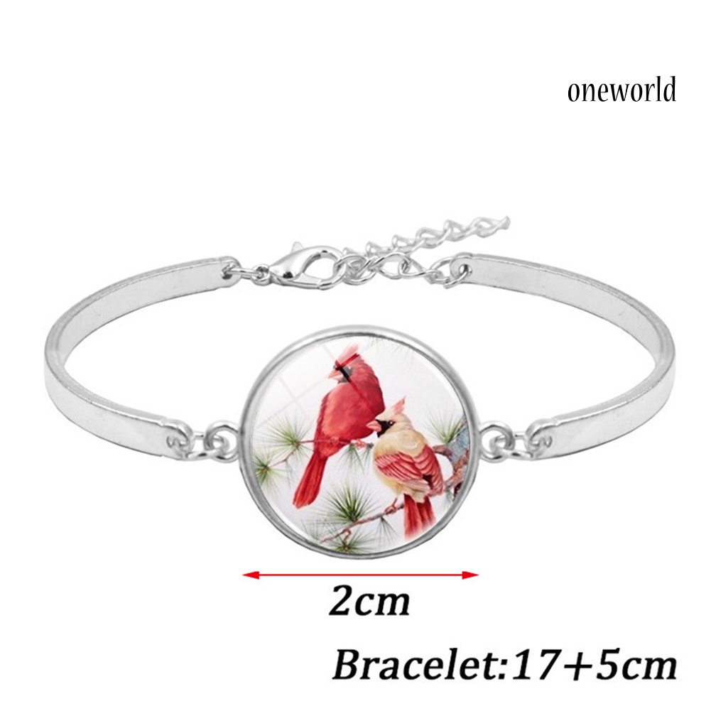 OW@ 3Pcs/Set Cardinal Bird Glass Cabochon Pendant Women Necklace Bracelet Earrings