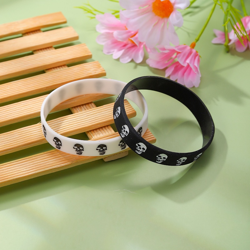 Gelang Bahan Silikon Gaya Punk Hip-hop Untuk Pria Dan Wanita