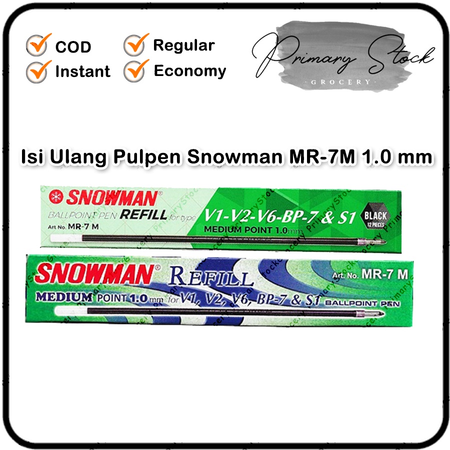 

Isi Pulpen Snowman Refill 1.0 mm Tipe MR-7M V1 V2 V6 BP 7 S1 Isi 12 Pcs