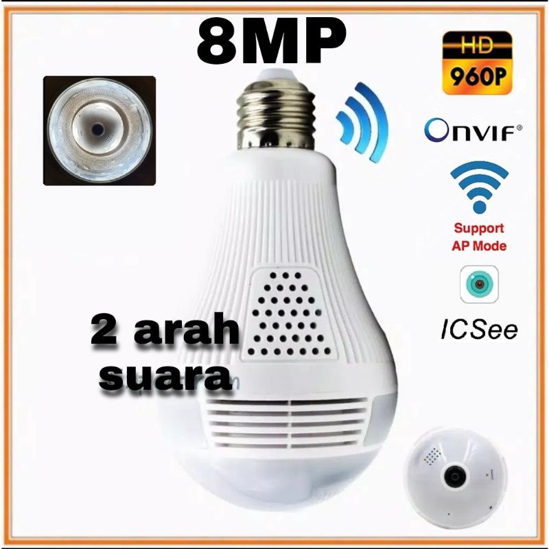 PROMO IP BOHLAM KAMERA 8MP ICSEE CCTV WIRELESS PANORAMA FISHEYE 360 derajat APP ICSEE