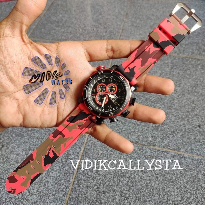 STRAP TALI JAM TANGAN RUBBER SILIKON 24MM MOTIF ARMY TENTARA 24 mm