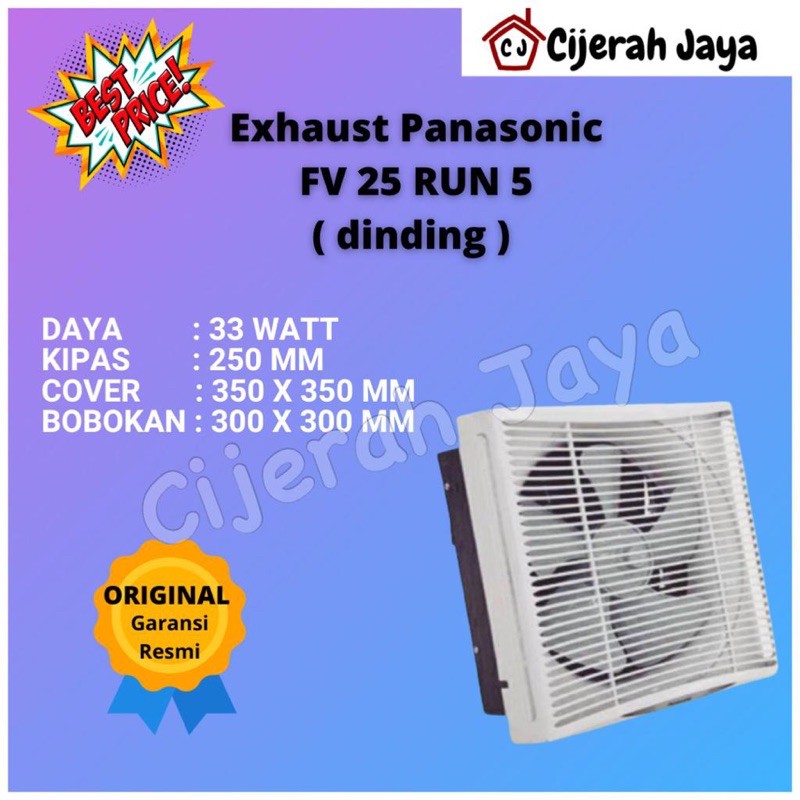 Hexos Exhaust Dinding Ventilating Fan Panasonic FV 25 RUN5 / FV-25RUN5 / FV25RUN5 Kipas Angin Listri
