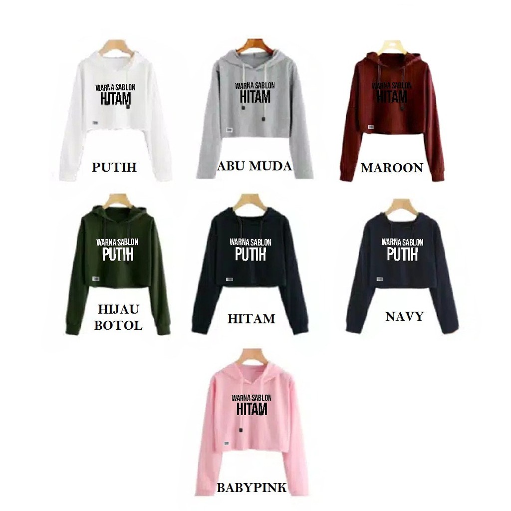 SWEATER CROP HOODIE BAHAN BEBYTERRY I DONT CARE TERLARIS
