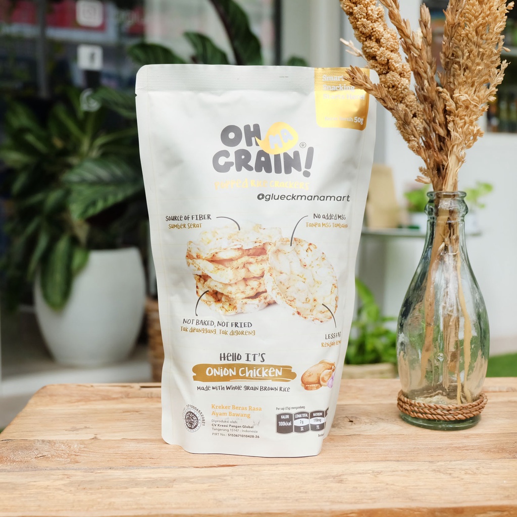 

Oh Ma Grain! Popped Rice Crackers Snack Onion Chicken 50gr