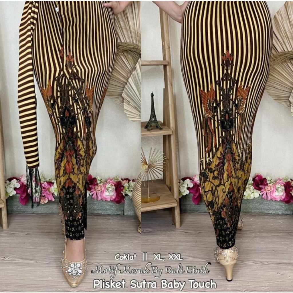 ABHA - Kamen Jadi Plisket Sutra Baby Touch Set Selendang/Kamen Wanita Bali