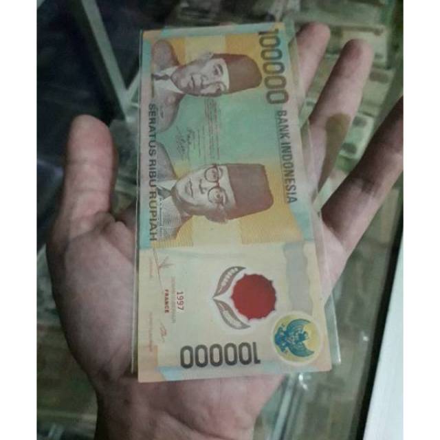 Uang polimer 100000 tahun 1997 france garuda biru