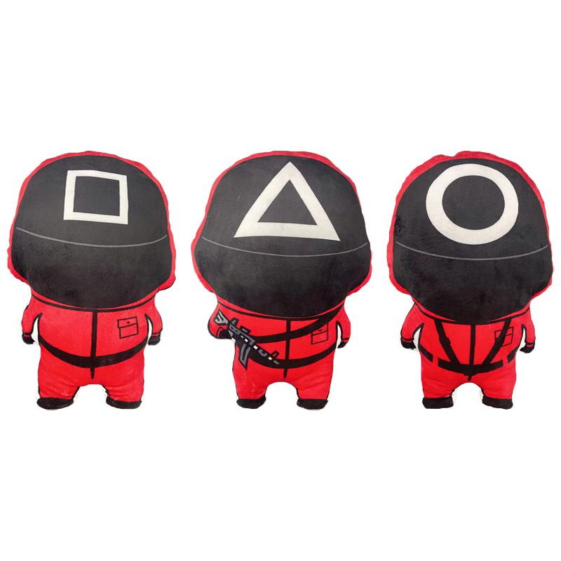 【Ready Stock】40cm Squid Game Red Guard Staff Worker Watcher Triangle Circle Plush Toys