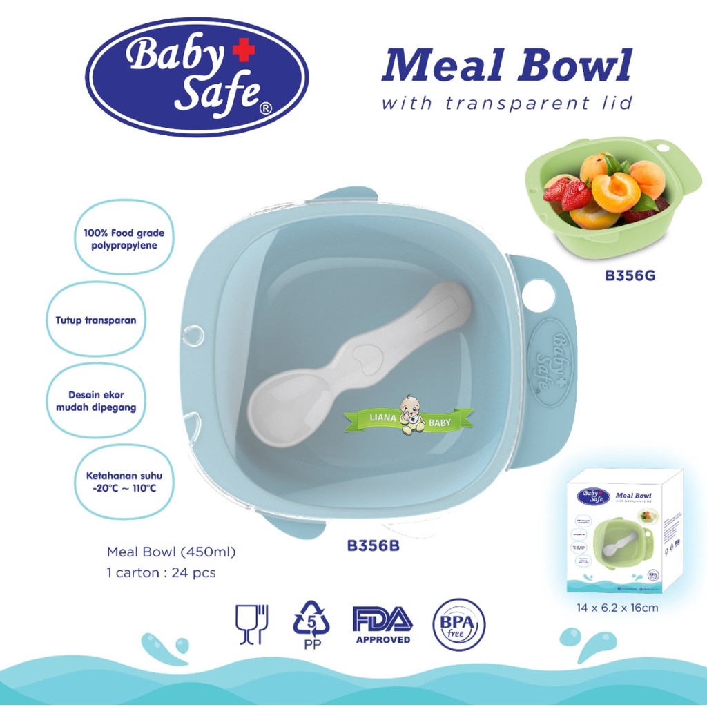 MAK251 MANGKOK MAKAN BABY SAFE MEAL BOWL WITH TRANSPARENT LID B356