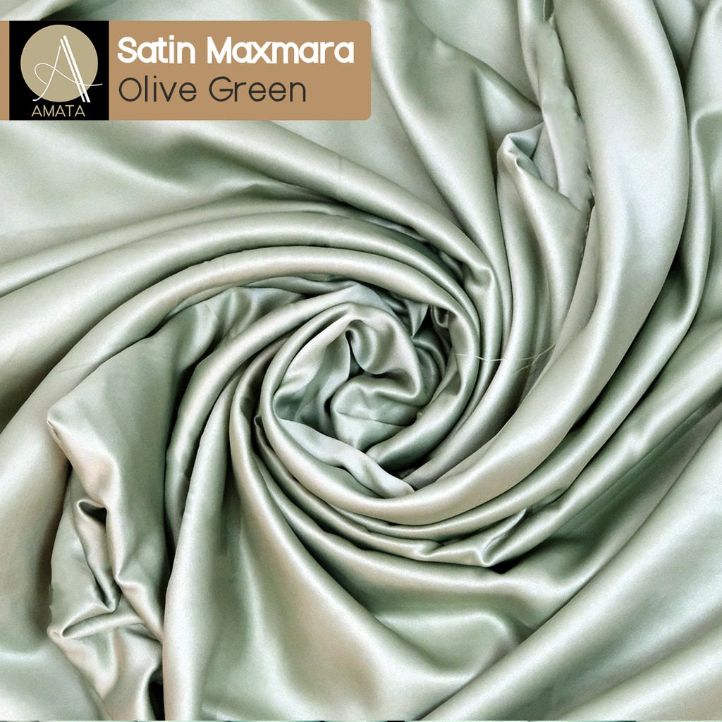 1/2 meter Kain Satin Maxmara / Sateen Velvet Premium Olive Green / Sage Green