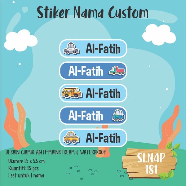 

terbatas sticker label nama waterproof vehicle SLNAP-181 Berkualitas