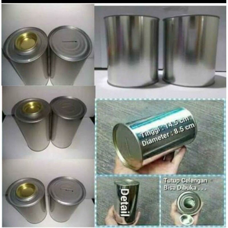 celengan kaleng polos buka tutup