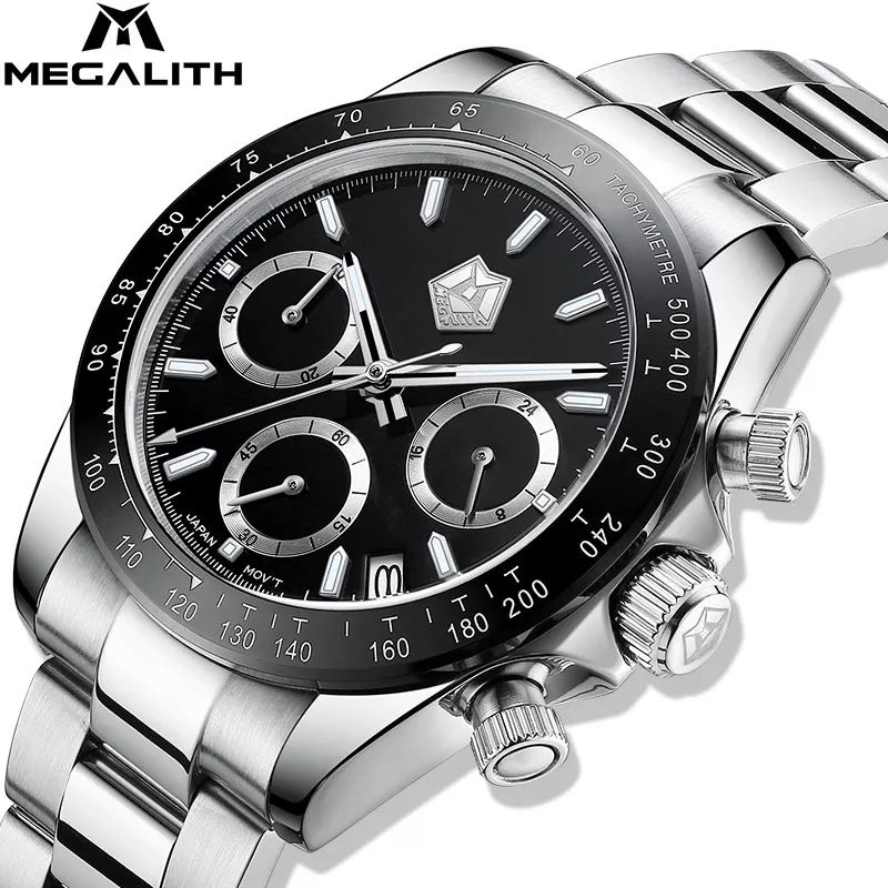 MEGALITH Jam Tangan Homage Daytona Analog Mechaquartz 100 ATM