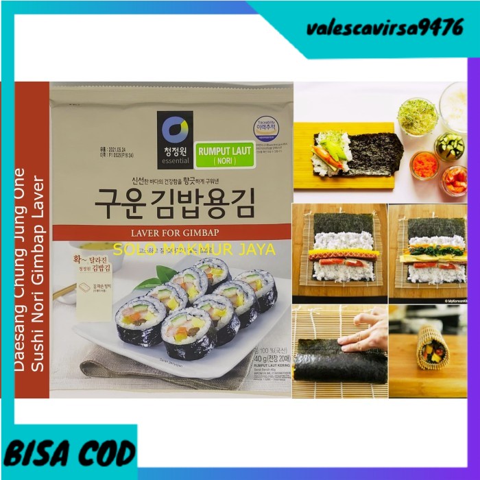 

⭐BISA COD⭐ Daesang Chung Jung One Sushi Nori Rumput Laut Seaweed KOREA 40 g