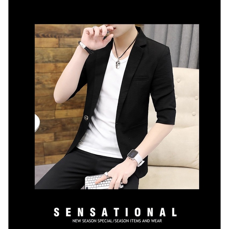 BLAZER PRIA KOREA SLIMFIT WARNA HITAM STYLISH BLACK ORI NIKAYU HIGH TWIST PREMIUM