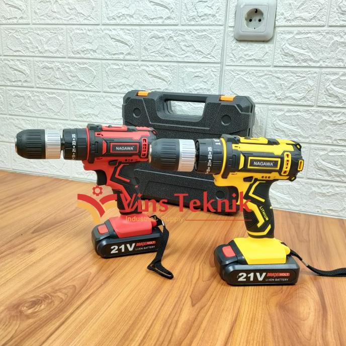 cordless hammer drill NAGAWA NCD2113 mesin bor tembok baterai set 13mm