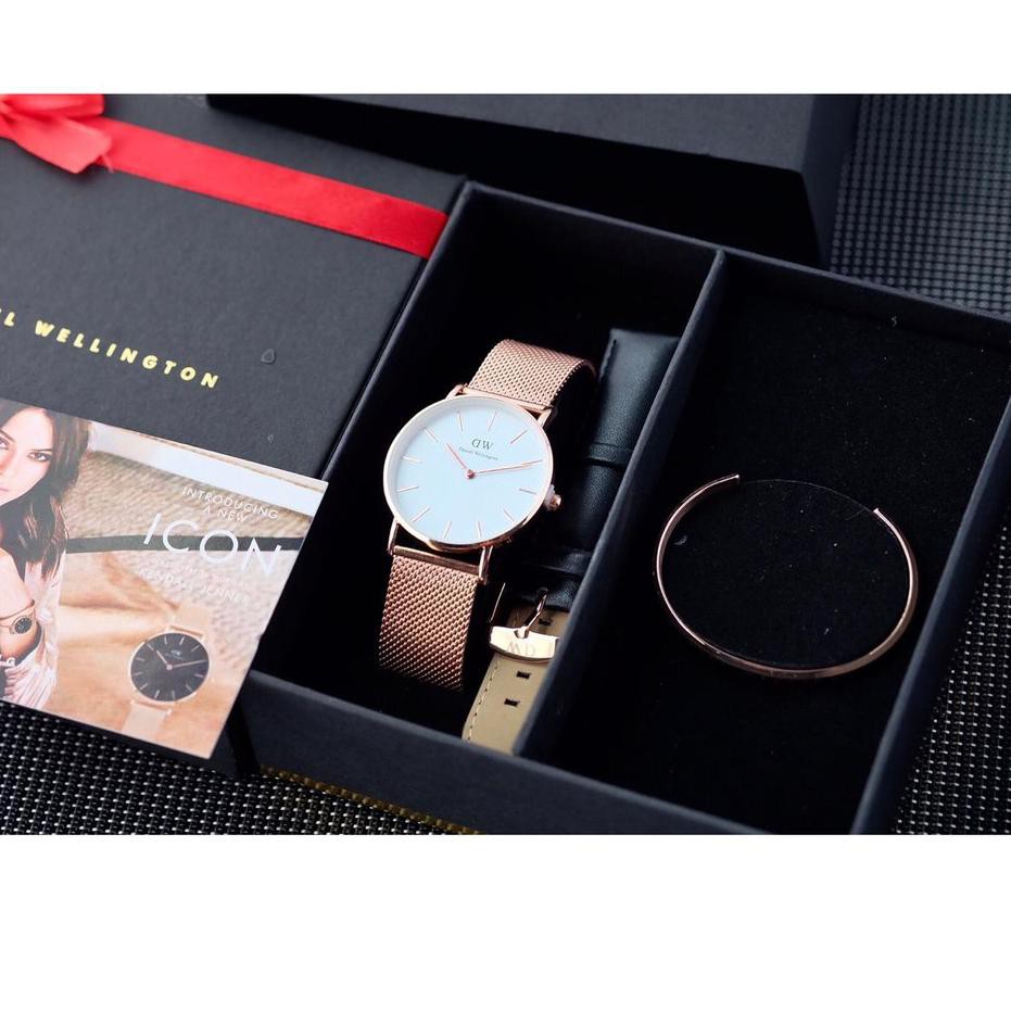 TOP PRODUK JAM TANGAN DW PETITE PREMIUM PASIR RANTAI STAINLESS PAKET TALI KULIT DAN GELANG || JAM TA