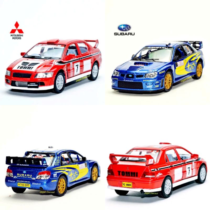 Kinsmart Street Fighter Mitsubishi Evo WRC Subaru WRC Mainan Mobilan Rally WRC JDM Jagat Diecast Min
