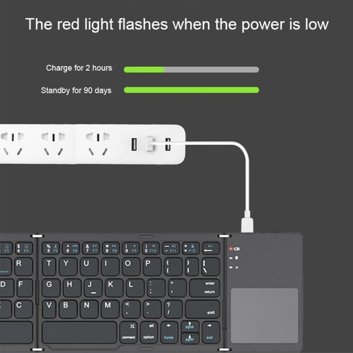 Keyboard Wireless Bluetooth Foldable Touchpad Portable Lipat 3 Folding