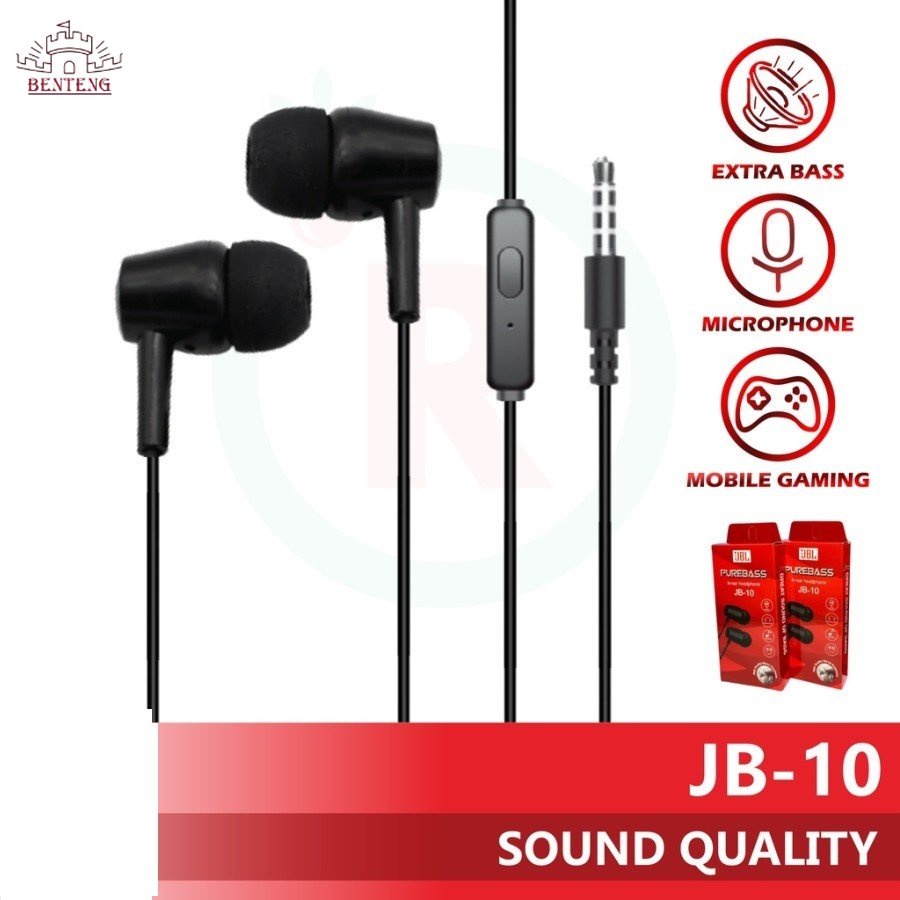 Handsfree Headset JB01-Earphone  JB-01 with Microphone in Line Bass