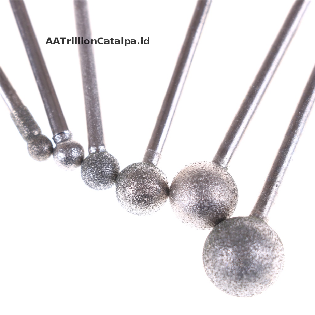 (AATrillionCatalpa) 6pcs Roda Gerinda Diamond Bulat 3mm Untuk Rotary Tool
