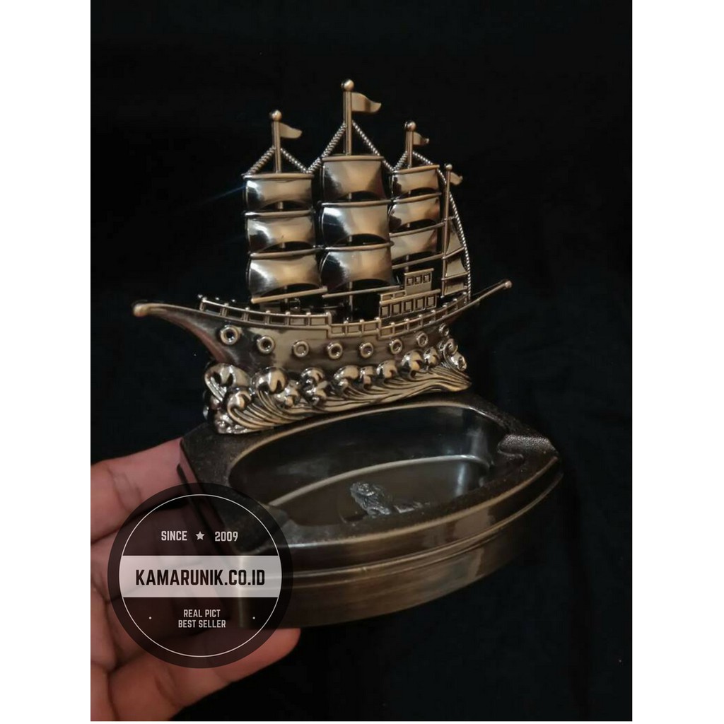 ASBAK ROKOK MODEL KAPAL LAUT PLUS KOREK API