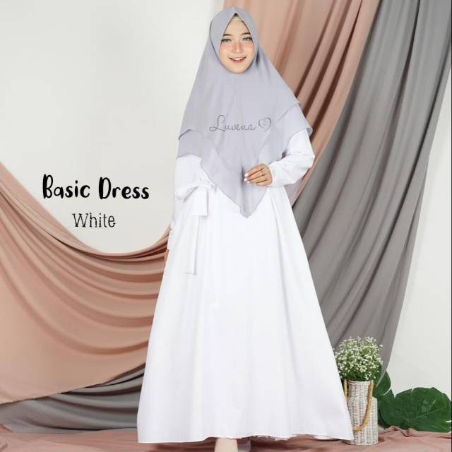 Gamis Basic Putih Dress Putih Nakes Busui Bahan Katun Nyaman Harian Gamis Terbaru Remaja Original Se