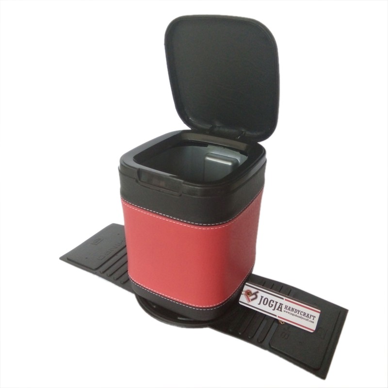 Tempat Sampah Mobil Cover Kulit Sintetis Elegan / Car Dustbin