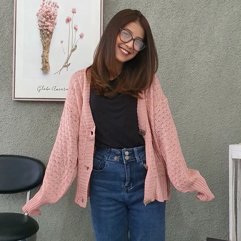 Outwear Wanita Trendy Tory Pop Cardigant Bahan Rajut Terbaru Korean Style