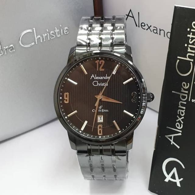 JAM TANGAN PRIA ALEXANDRE CHRISTIE AC 8327 FULL BLACK ORIGINAL