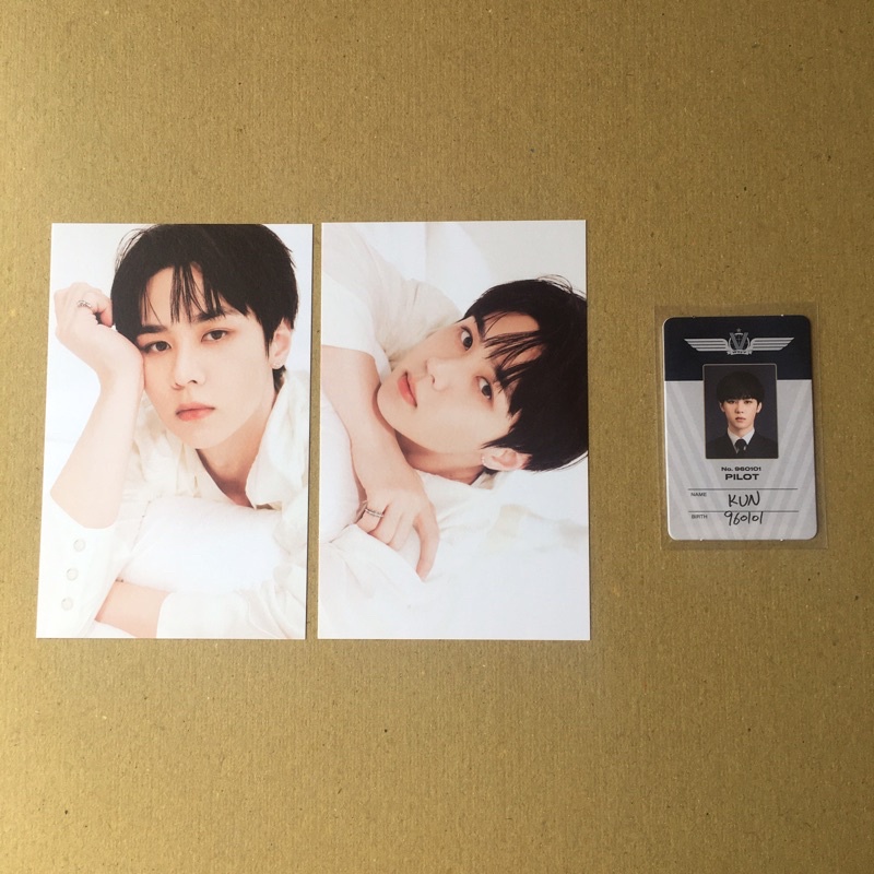 [ booked ] pc pilot card + postcard wayv member kun season greetings sg set 2022 new year md merch o