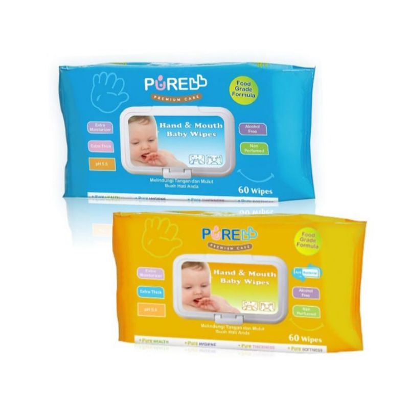 PURE BB Hand &amp; Mouth baby Wipes 60's Aloe Vera / Orange Oil beli 2 gratis 1