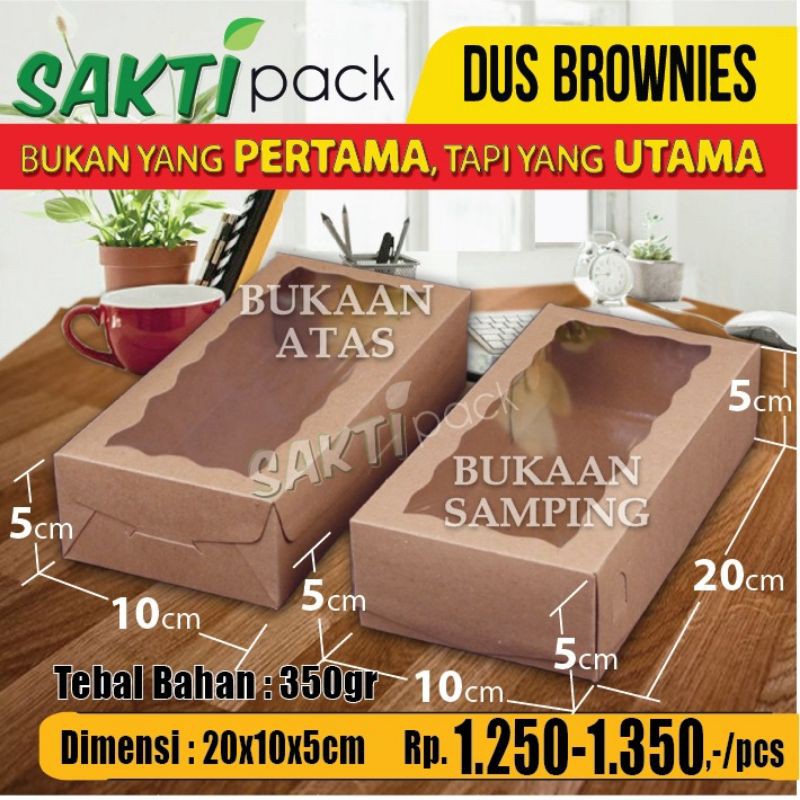 

dus Brownies / Dus kue , Kraft 350 gr , uk 20 x 10 x 5 cm. dengan laminasi plastik