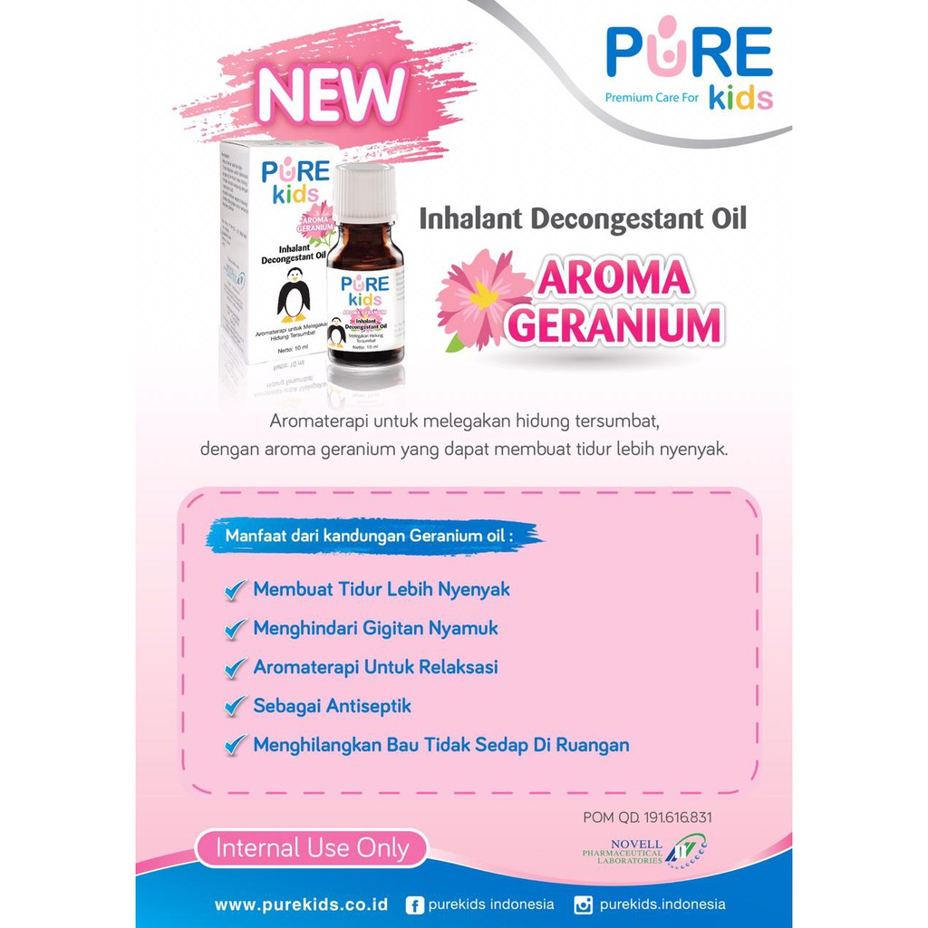 Pure Kids - Inhalant Decongestant Oil 10ml GERANIUM