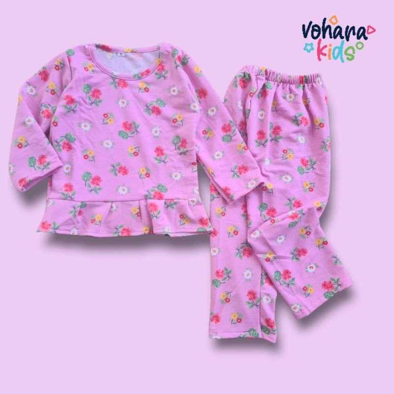 Setelan Anak Cewe Peplum Babyterry import BUNGA SERIES