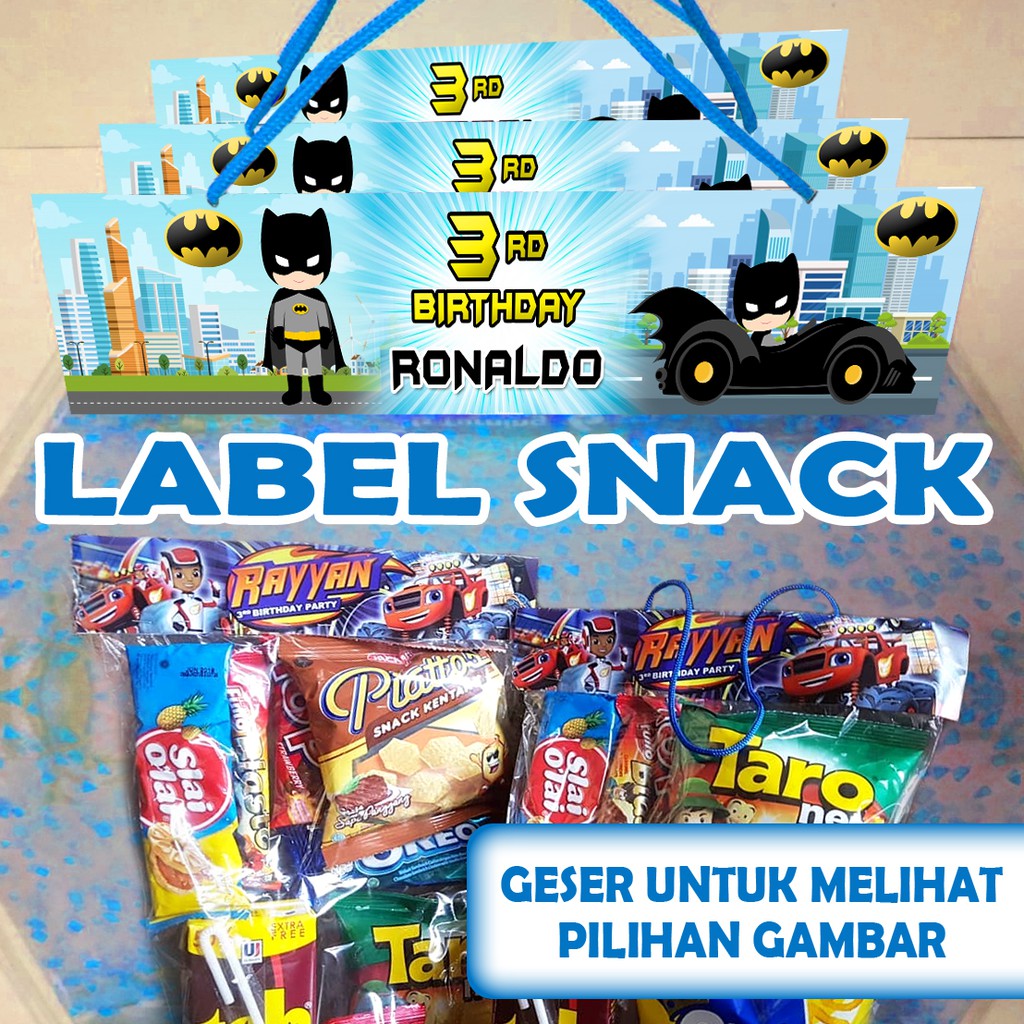 

LABEL PLASTIK SNACK TEMA BATMAN ULTAH / ULANG TAHUN LEBAR 20CM