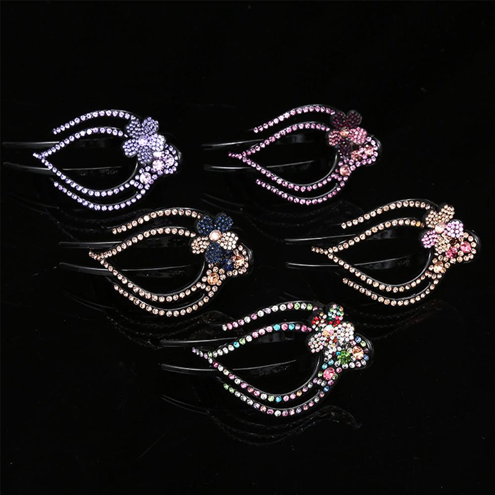 Agustinina Kristal Klip Rambut Hiasan Kepala Disk Korea Rambut Kristal Bunga Berlian Imitasi Handmade Hairgrip