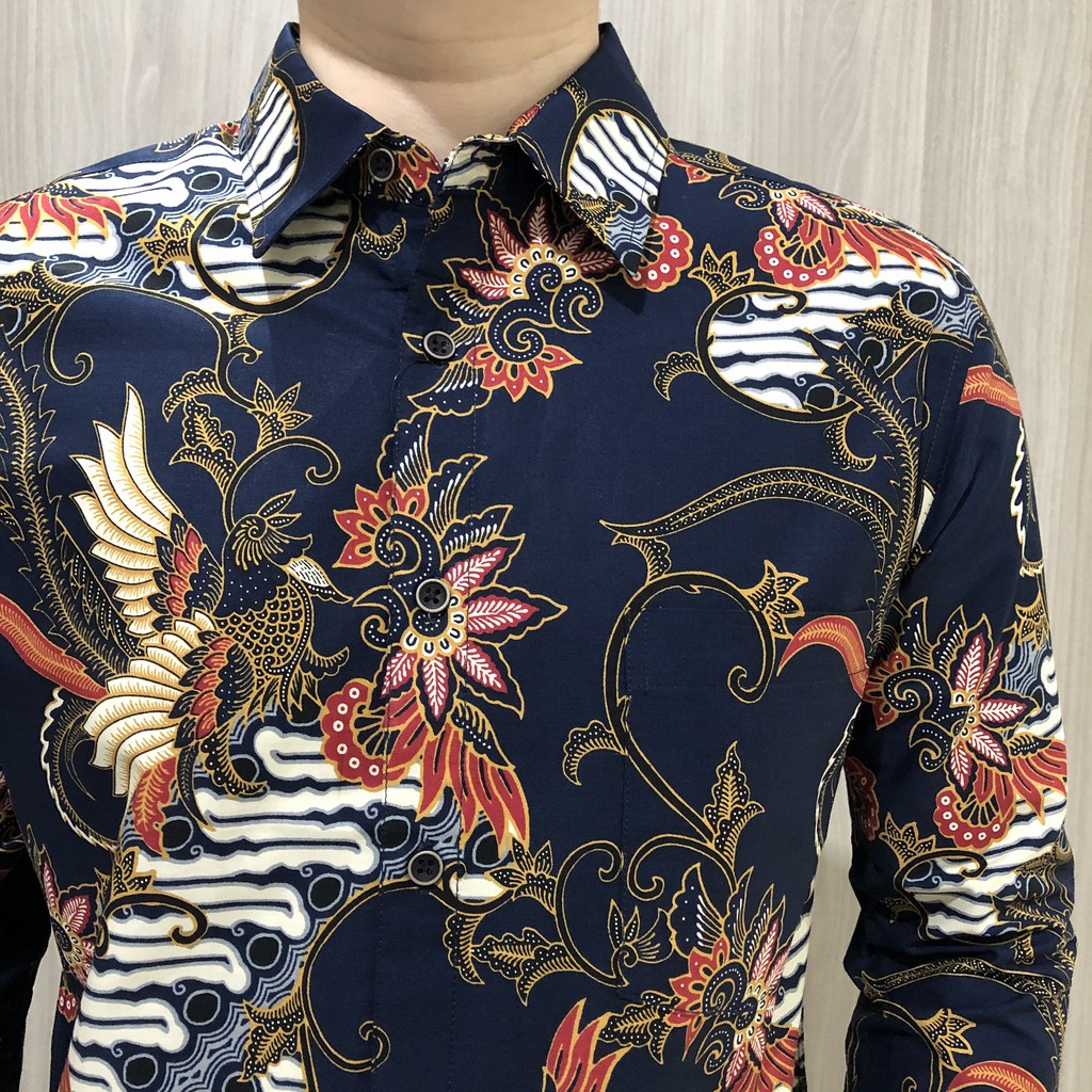 [GRIDLINE - LS072 Dark Navy &amp; Midnight Black - LS096 Black] Baju Kemeja Batik Slimfit Pria Lengan Panjang FULL KATUN Konstruksi 40S  Modern Stylish Elegant Premium Best Seller