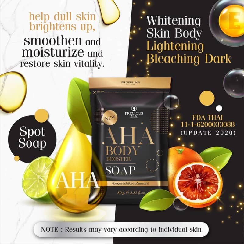 AHA BODY SOAP BOOSTER WHITENING SOAP by PRECIOUS SKIN - SABUN AHA THAILAND